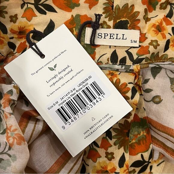 NEW NWT Spell Impala Lily Maxi Robe Gold - Picture 7 of 10